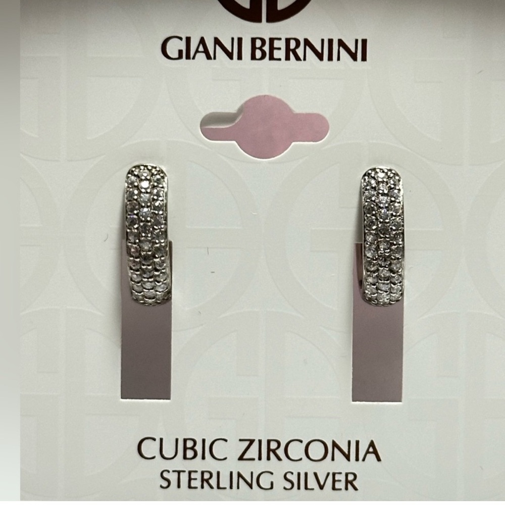 Giani Bernini Sterling Silver Cubic Zirconia Earrings NWT - Picture 2 of 2